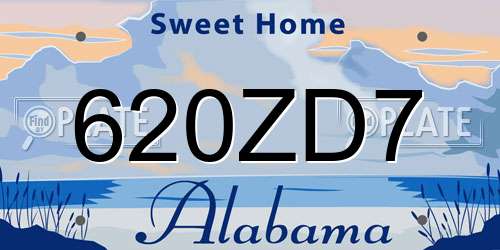 620ZD7 Alabama License Plate