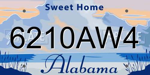 6210AW4 Alabama License Plate
