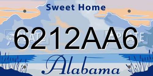 6212AA6 Alabama License Plate