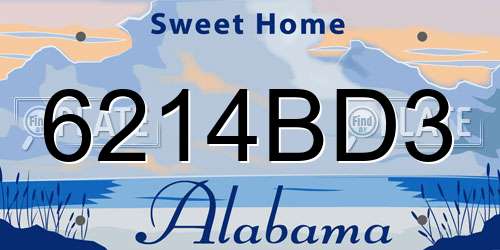 6214BD3 Alabama License Plate