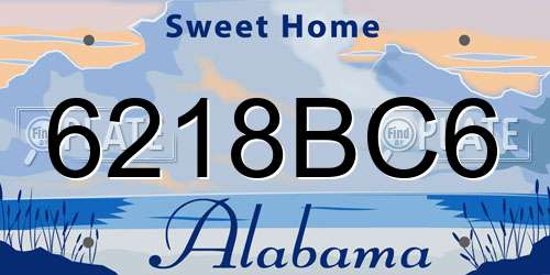 6218BC6 Alabama License Plate