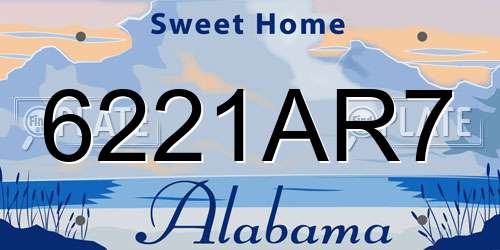6221AR7 Alabama License Plate