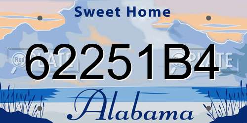 62251B4 Alabama License Plate