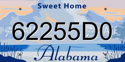 62255D0 Alabama License Plate