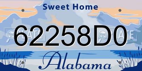 62258D0 Alabama License Plate