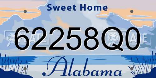 62258Q0 Alabama License Plate