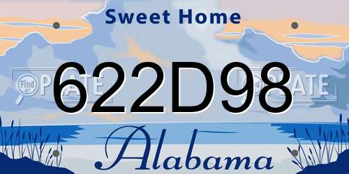 622D98 Alabama License Plate