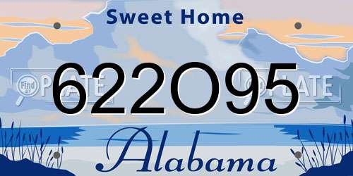 622O95 Alabama License Plate