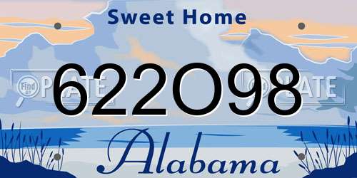 622O98 Alabama License Plate