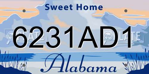 6231AD1 Alabama License Plate