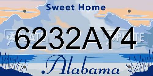 6232AY4 Alabama License Plate