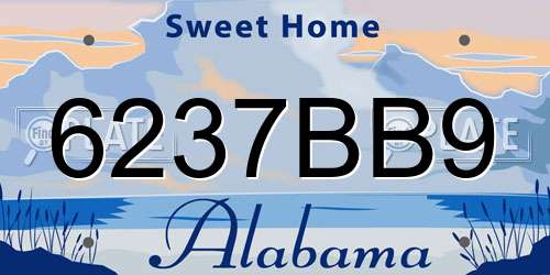 6237BB9 Alabama License Plate
