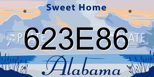623E86 Alabama License Plate