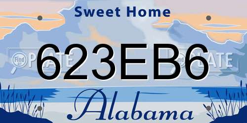 623EB6 Alabama License Plate