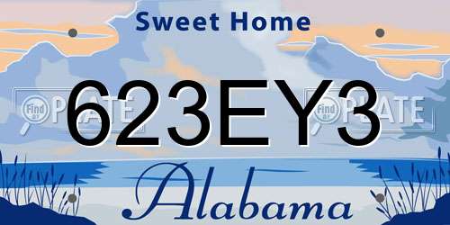 623EY3 Alabama License Plate