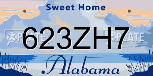 623ZH7 Alabama License Plate