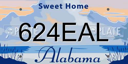 624EAL Alabama License Plate
