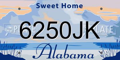 6250JK Alabama License Plate
