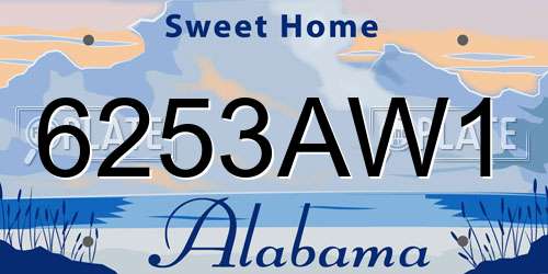 6253AW1 Alabama License Plate