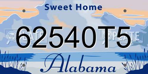 62540T5 Alabama License Plate