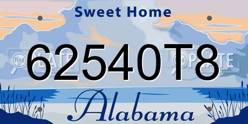 62540T8 Alabama License Plate