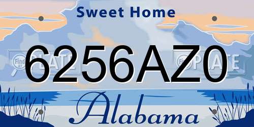 6256AZ0 Alabama License Plate