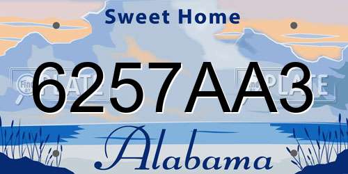 6257AA3 Alabama License Plate
