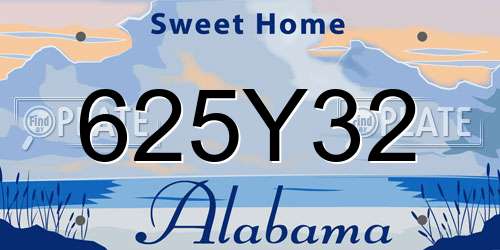 625Y32 Alabama License Plate