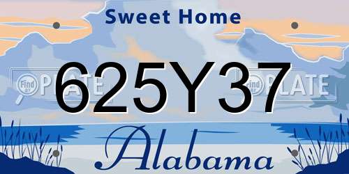 625Y37 Alabama License Plate