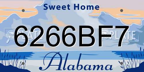 6266BF7 Alabama License Plate