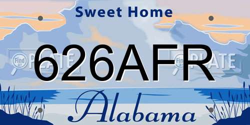 626AFR Alabama License Plate