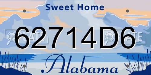 62714D6 Alabama License Plate
