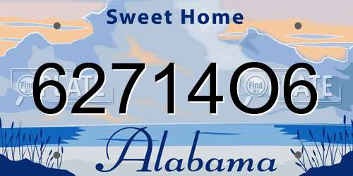 62714O6 Alabama License Plate