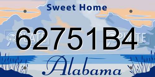 62751B4 Alabama License Plate