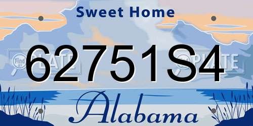62751S4 Alabama License Plate