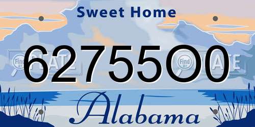 62755O0 Alabama License Plate