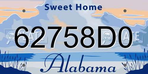 62758D0 Alabama License Plate