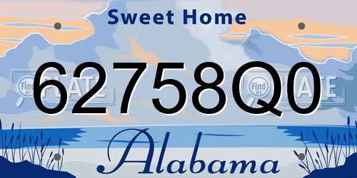 62758Q0 Alabama License Plate