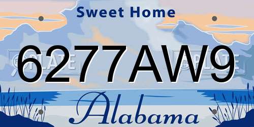 6277AW9 Alabama License Plate