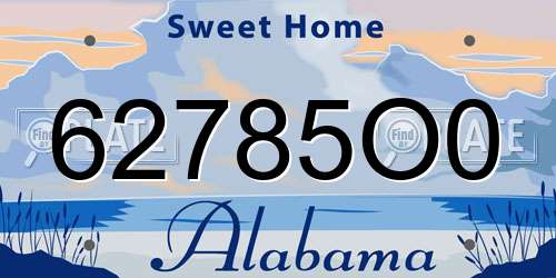 62785O0 Alabama License Plate