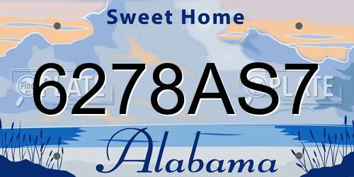 6278AS7 Alabama License Plate