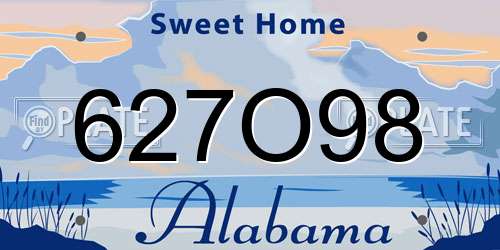 627O98 Alabama License Plate