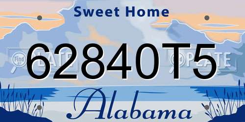 62840T5 Alabama License Plate