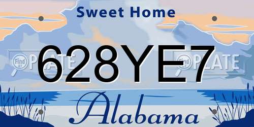 628YE7 Alabama License Plate