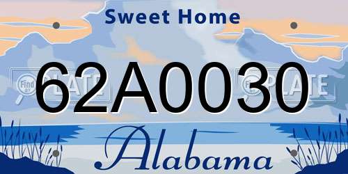 62A0030 Alabama License Plate