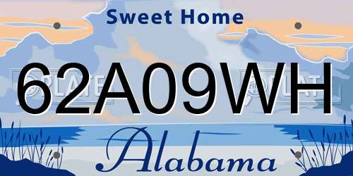 62A09WH Alabama License Plate