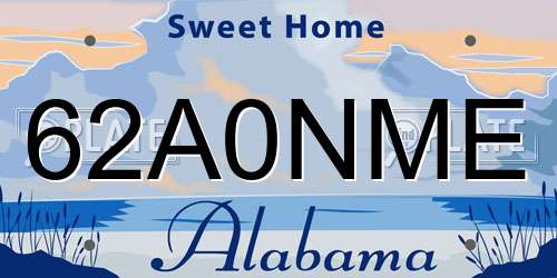 62A0NME Alabama License Plate