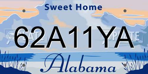 62A11YA Alabama License Plate