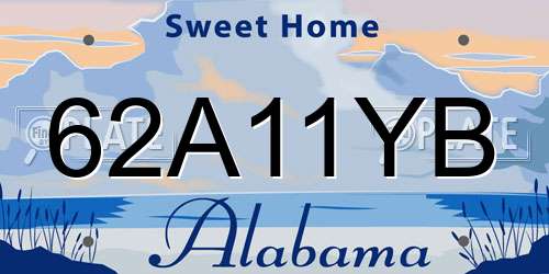 62A11YB Alabama License Plate