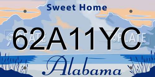 62A11YC Alabama License Plate